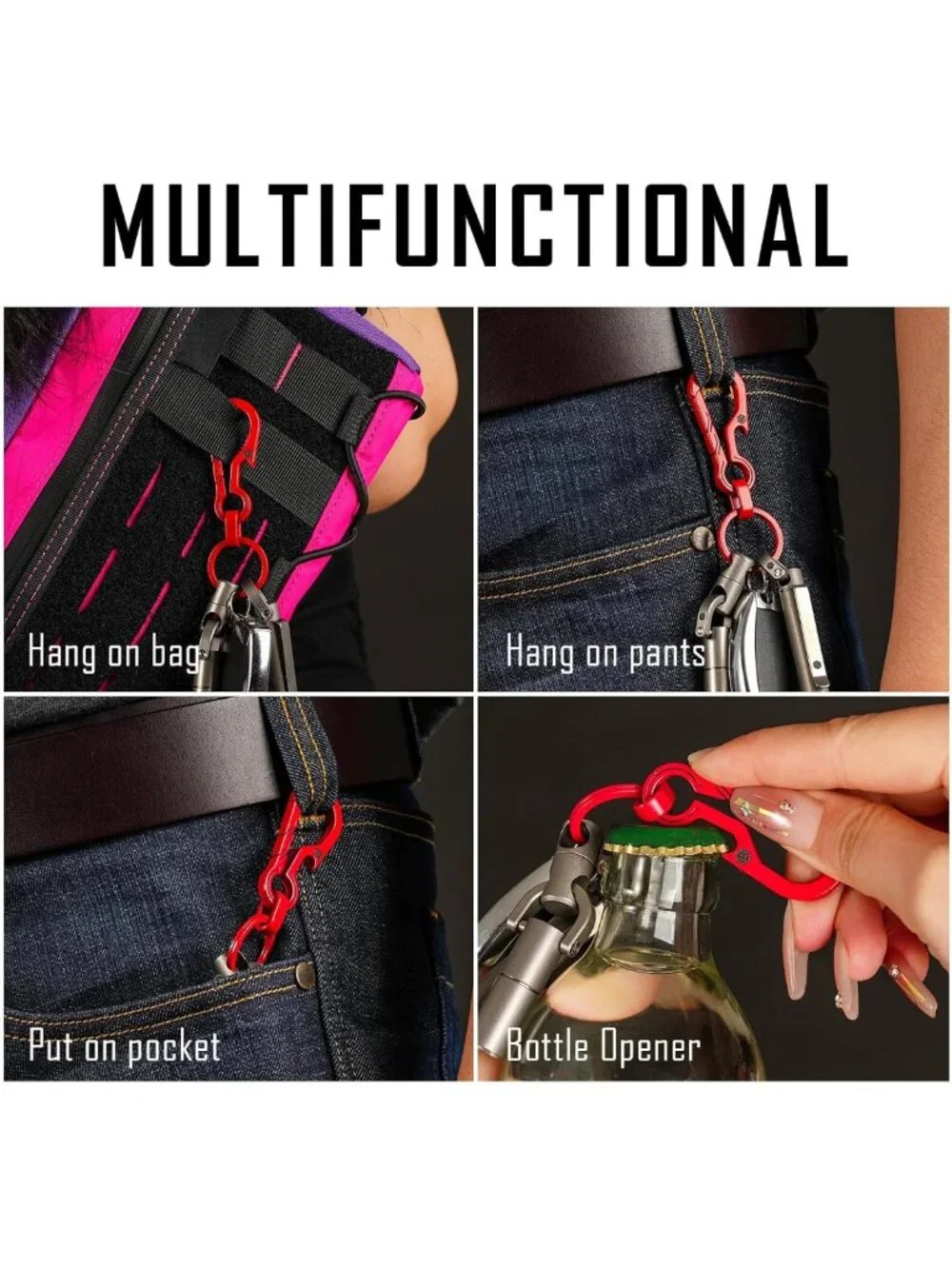 Titanium EDC Keychain Clip & Bottle Opener - Durable, Lightweight, Everyday